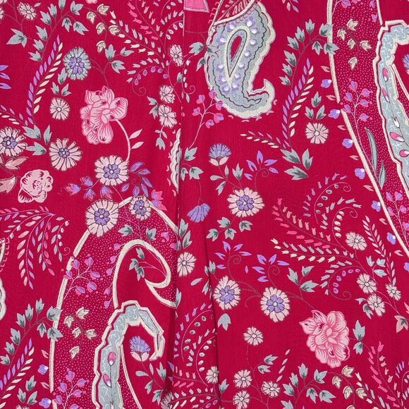 American Ange Dress Womens 10 Red Pink Paisley Asymmetric Midi‎ 90s Y2K Vintage - Picture 6 of 9